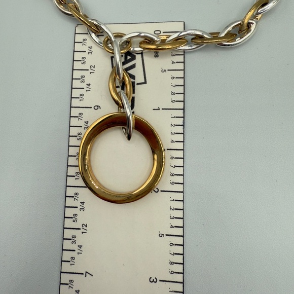 Two Tone Gold and Silver Brutalist Geometric Necklace - Picture 8 of 11